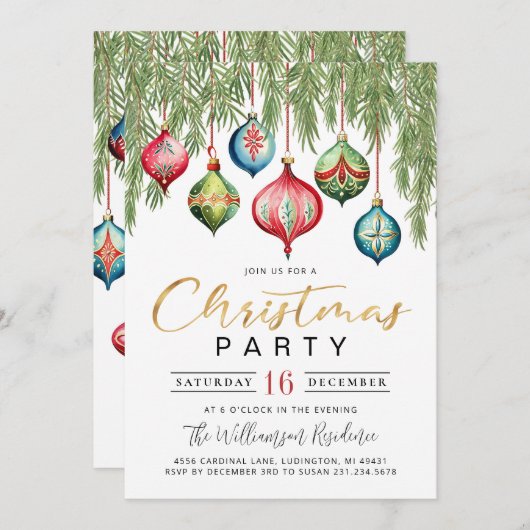 Invitation à la fête de Noël rétro moderne (Devant / Derrière)