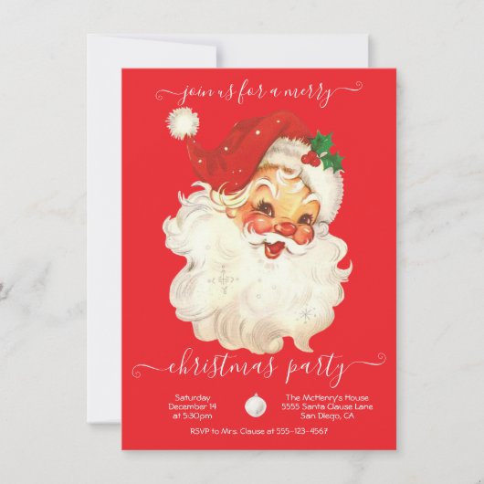 Invitation à la fête de Noël Retro Père Noël moder (Devant)
