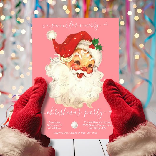 Invitation à la fête de Noël Retro Père Noël moder