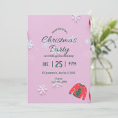 Invitation à la fête de Noël rose (Debout devant)