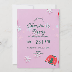 Invitation à la fête de Noël rose