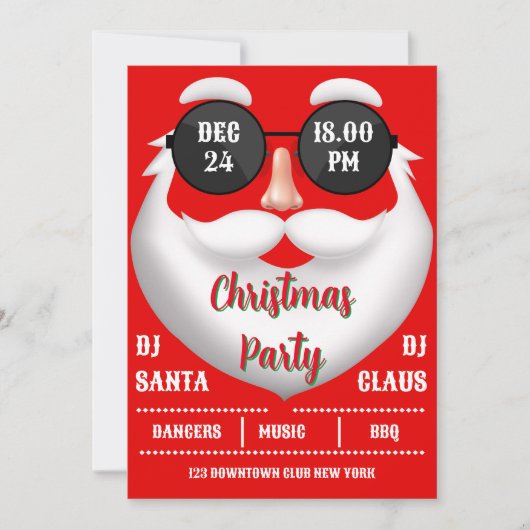 Invitation à la fête de Noël rouge (Devant)