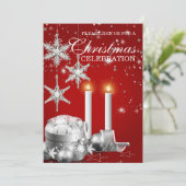 Invitation à la fête de Noël rouge et argent (Debout devant)