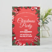 Invitation à la fête de Noël rouge et blanc (Debout devant)