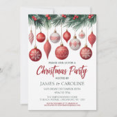 Invitation à la fête de Noël rouge et blanc (Devant)