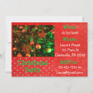 Invitation à la fête de Noël rouge et verte