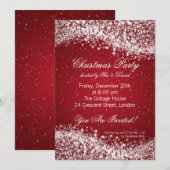 Invitation à la fête de Noël Rouge étincelant (Devant / Derrière)