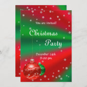 Invitation à la fête de Noël rouge vert (Devant / Derrière)