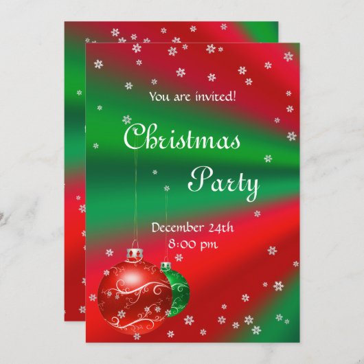 Invitation à la fête de Noël rouge vert (Devant / Derrière)