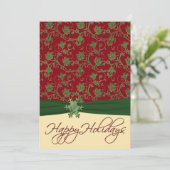 Invitation à la fête de Noël rouge, verte et crème (Debout devant)