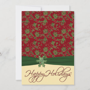 Invitation à la fête de Noël rouge, verte et crème