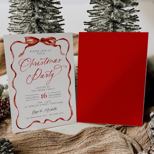 Invitation à la fête de Noël Ruban Rouge