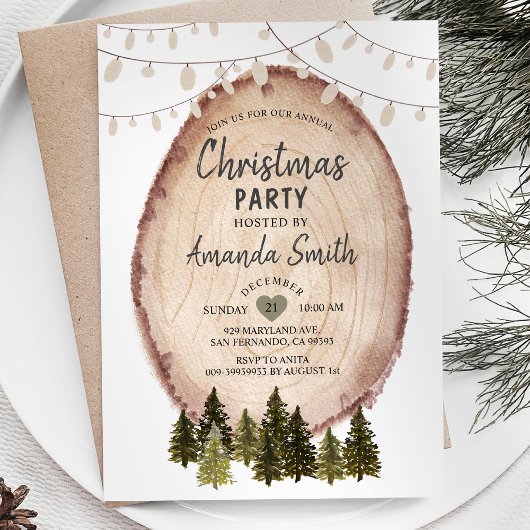 Invitation à la fête de Noël rustique en forêt hiv