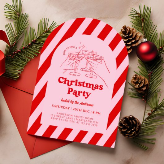 Invitation à la fête de Noël tirée à main rétro