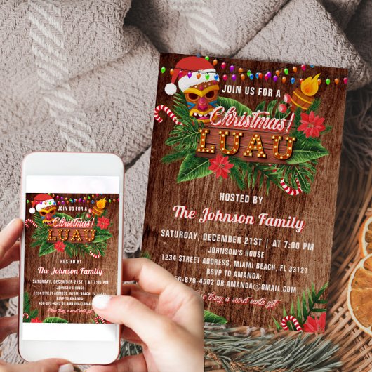 Invitation à la fête de Noël tropical Luau