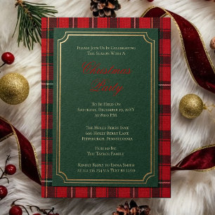 Invitation à la fête de Noël verte Carreaux Tart
