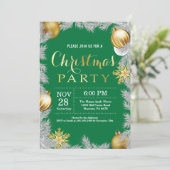 Invitation à la fête de Noël verte et dorée (Debout devant)
