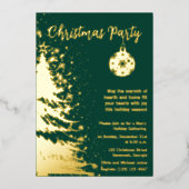 Invitation à la fête de Noël verte et or (Recto)