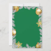 Invitation à la fête de Noël verte et or (Dos)