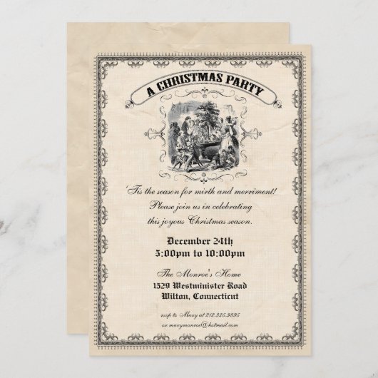 Invitation à la fête de Noël victorienne (Devant / Derrière)