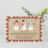 Invitation à la fête de Noël vintage Snowman (Debout devant)