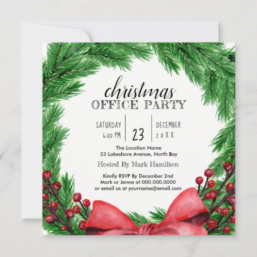 Invitation à la Fête de Noël Wreath (Devant)