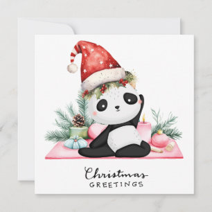 Invitation à la fête de Noël Yoga Santa Panda