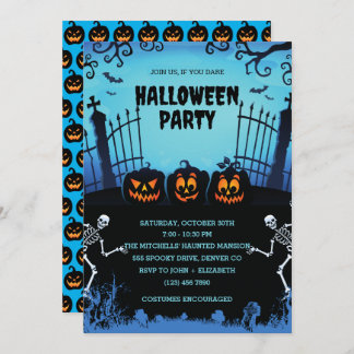 Invitation à la fête de nuit d'Halloween