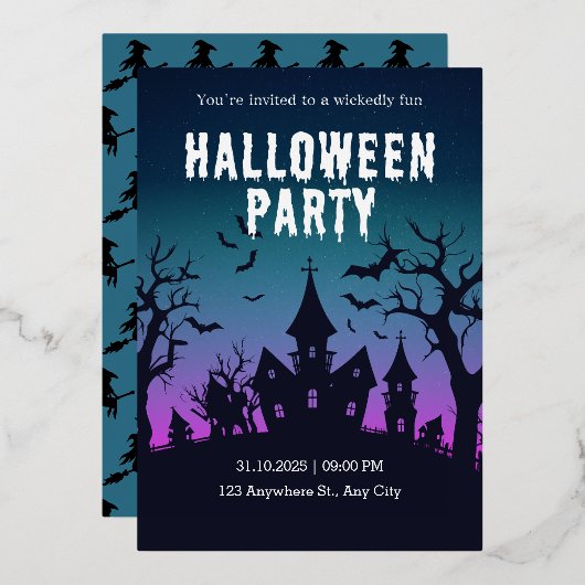 Invitation à la fête de nuit d'Halloween (Recto/Verso)