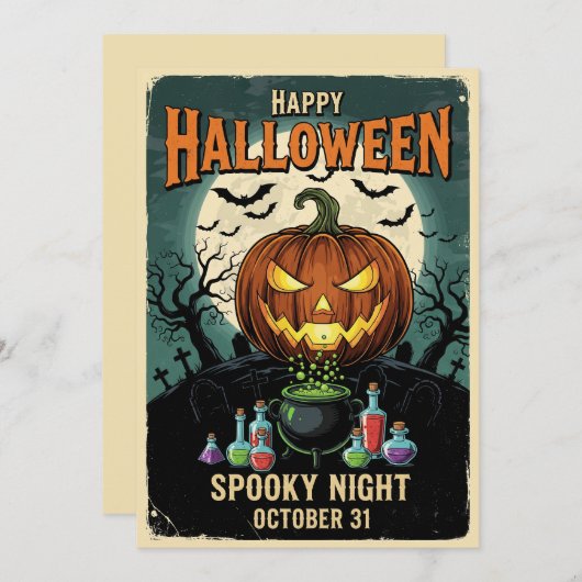 Invitation à la fête de nuit éffrayante (Devant / Derrière)