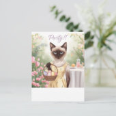 Invitation à la fête de Pâques avec un chat siamoi (Debout devant)