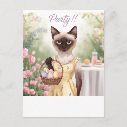 Invitation à la fête de Pâques avec un chat siamoi (Devant)