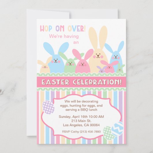 Invitation à la fête de Pâques Bunny (Devant)
