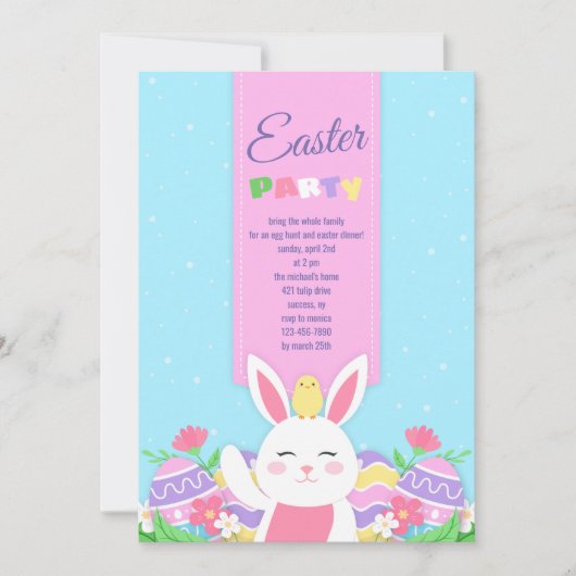 Invitation à la fête de Pâques de Bunny (Devant)