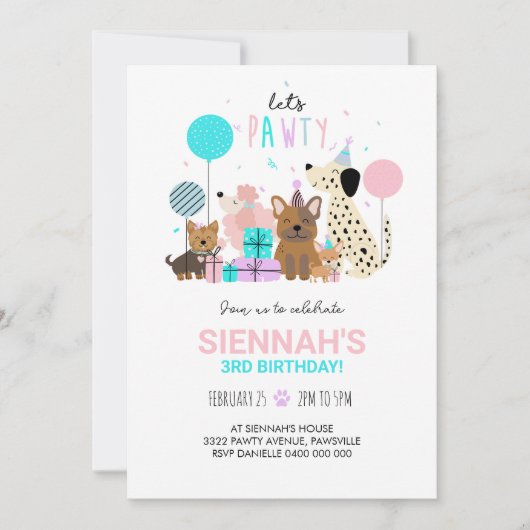 Invitation à la fête de patte de chien Invitation (Devant)