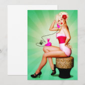 Invitation à la fête de pin-up rétro Let's Chat (Devant / Derrière)