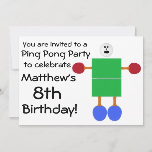 Invitation à la fête de Ping Pong Anniversaire (Devant)