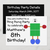 Invitation à la fête de Ping Pong Anniversaire (Devant / Derrière)