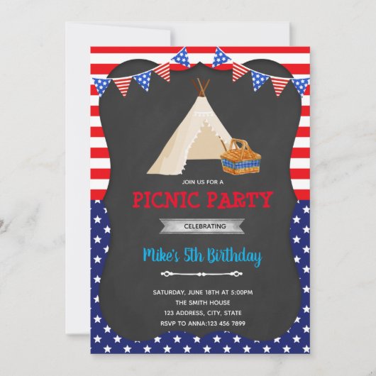 Invitation à la fête de pique-nique du 4 juillet (Devant)