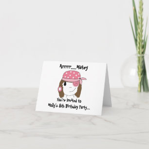 Invitation à la fête de pirate rose