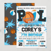 Invitation à la fête de piscine de basketball masc (Devant / Derrière)