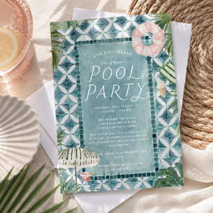 Invitation à la fête de piscine de fin d'été