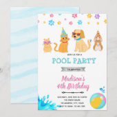 Invitation à la fête de piscine pour animaux de co (Devant / Derrière)