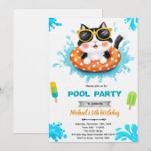 Invitation à la fête de piscine pour chats (Devant / Derrière)