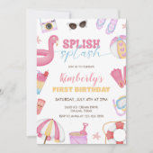 Invitation à la fête de piscine pour filles, anniv (Devant)