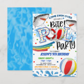 Invitation à la fête de piscine Shark Attack (Devant / Derrière)