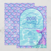 Invitation à la fête de piscine sirène (Devant / Derrière)