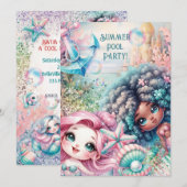 Invitation à la fête de piscine sirène (Devant / Derrière)