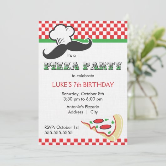 Invitation à la fête de Pizza (Debout devant)