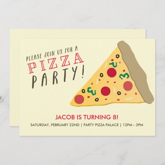 Invitation à la fête de Pizza (Devant / Derrière)
